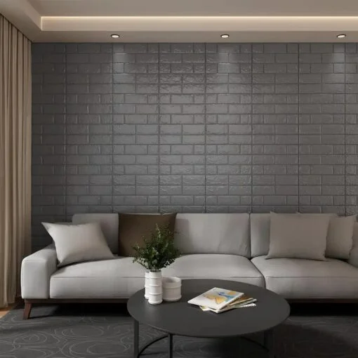 Ash । Self-Adhesive 3D Brick Pattern Foam Wall Sticker (23 sq. ft. / 27×120 inch) । CN-75
