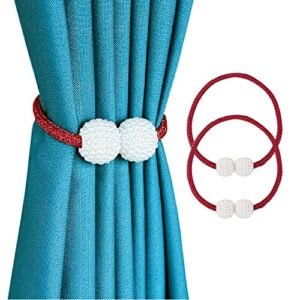 Red । Magnetic Curtain Tieback with Big Pearl Ball (1 Pair) । CN-28
