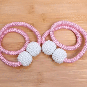 Alternative view of Pink । Magnetic Curtain Tieback with Big Pearl Ball (1 Pair) । CN-28