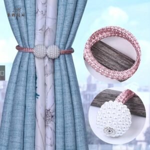 Alternative view of Purple । Magnetic Curtain Tieback with Big Pearl Ball (1 Pair) । CN-28