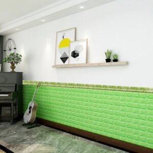 Light Green । Self-Adhesive 3D Brick Pattern Foam Wall Sticker (23 sq. ft. / 27x120 inch) । CN-75