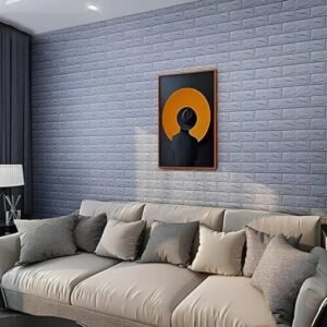 Alternative view of Ash । Self-Adhesive 3D Brick Pattern Foam Wall Sticker (23 sq. ft. / 27x120 inch) । CN-75