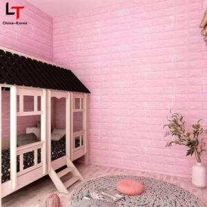 Pink । Self-Adhesive 3D Brick Pattern Foam Wall Sticker (23 sq. ft. / 27x120 inch) । CN-75