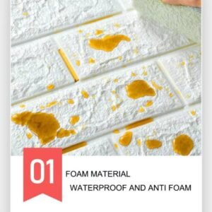 Alternative view of White । Self-Adhesive 3D Brick Pattern Foam Wall Sticker (23 sq. ft. / 27x120 inch) । CN-75