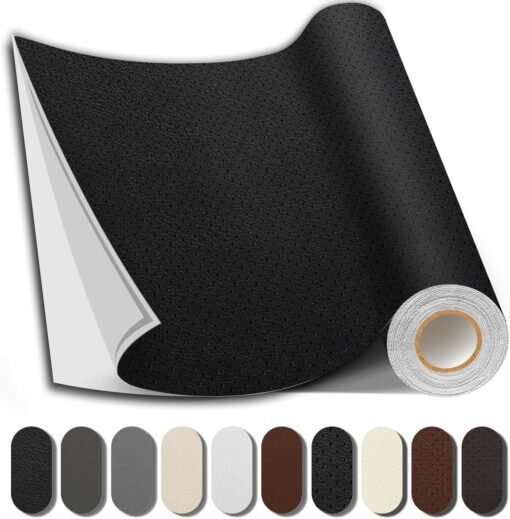 Black । Self-Adhesive PU Leather Repair Patch (5 sq. ft. / 13.5x54 inch) । CN-74
