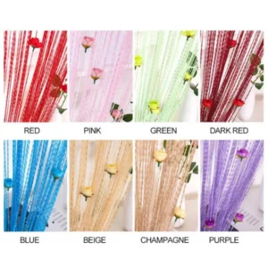Alternative view of Pink । Elegant Curtain with Rose Flower & Thread Shiny Tassel (20 Rose) । CN-27